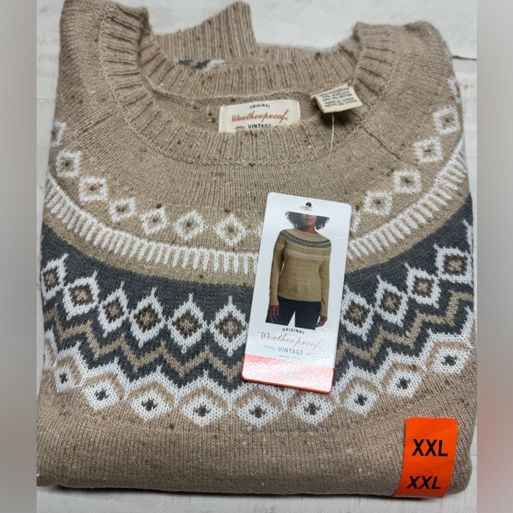 Weatherproof VintageTraditional fairisle raglan crewneck sweater Tweed yarn